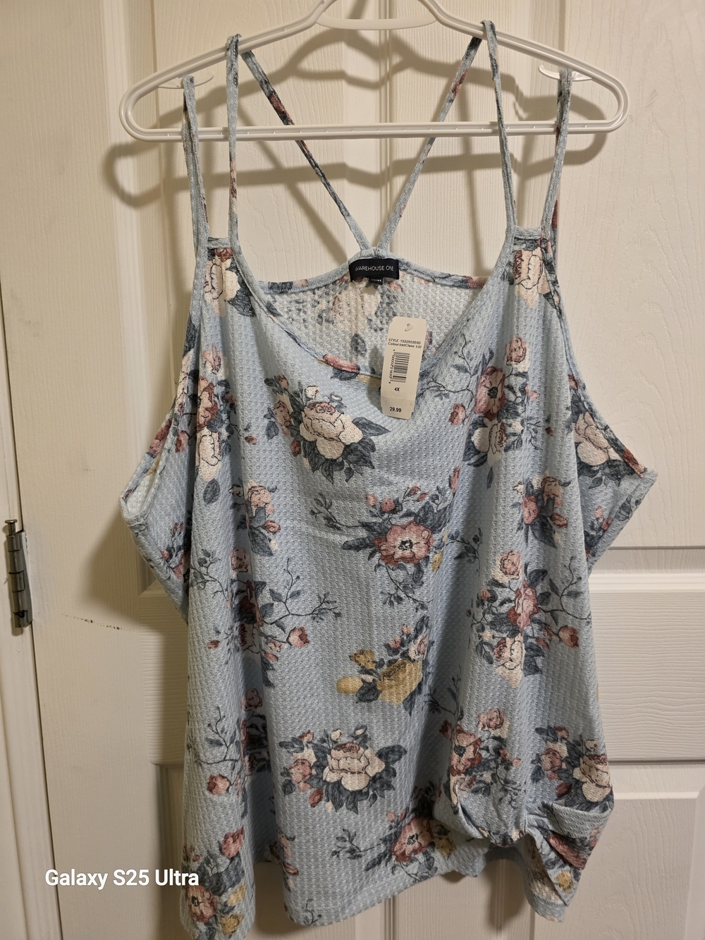 Warehouse Light Blue Floral Cold-Shoulder Camisole
